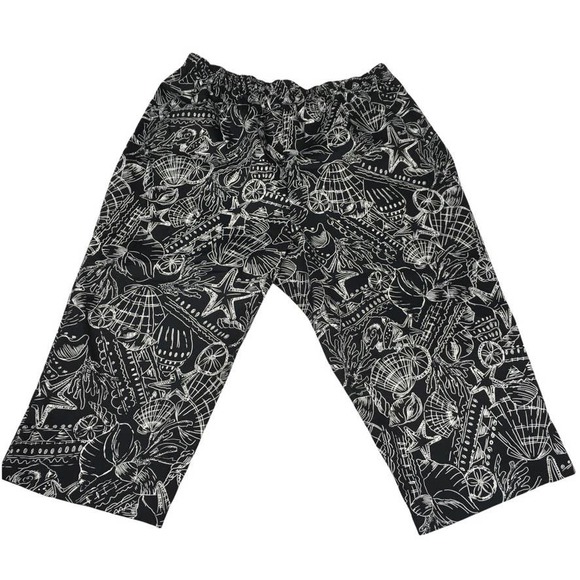 NWT BonWorth Capri Pants Nautical Black White Seashell Printed Women's XL - Picture 10 of 10